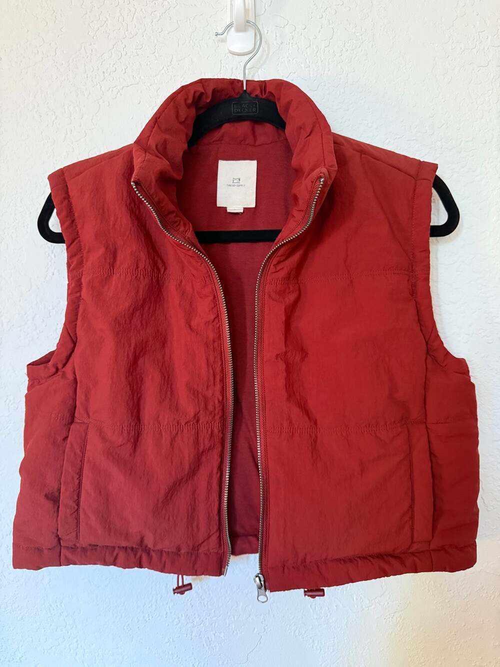 Rust Red Cropped Puffer Vest-Small